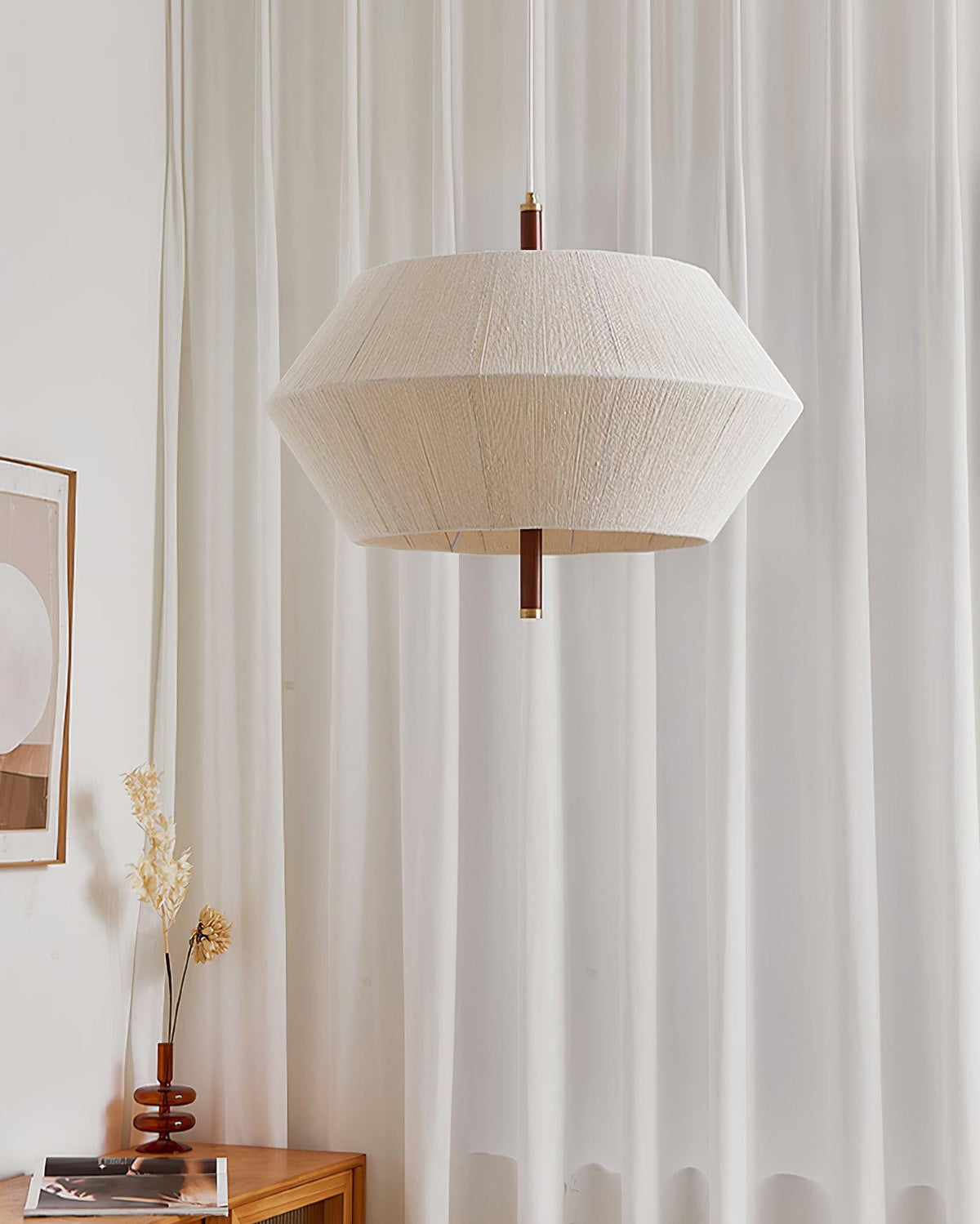 Elowen Pendant Lamp Cotton-Thread Walnut Natural