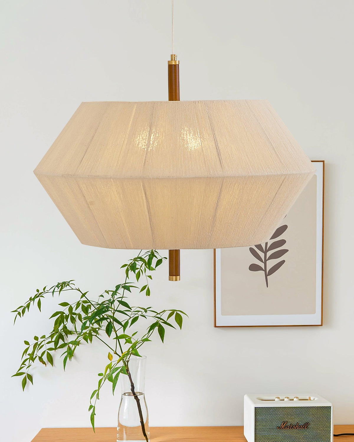 Elowen Pendant Lamp Cotton-Thread Walnut Natural