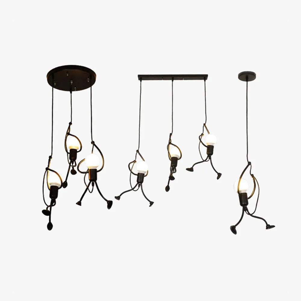 Esi Retro Modern Iron Man Pendant Light, Black-Neutral Decor