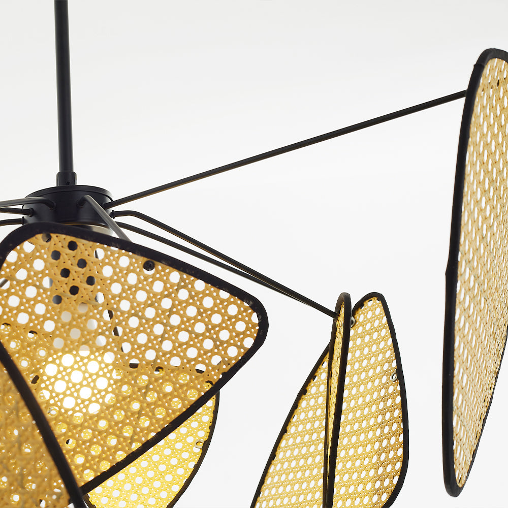 Borekus Pendant Light Leaf Grid, Rattan/Metal, Bedroom