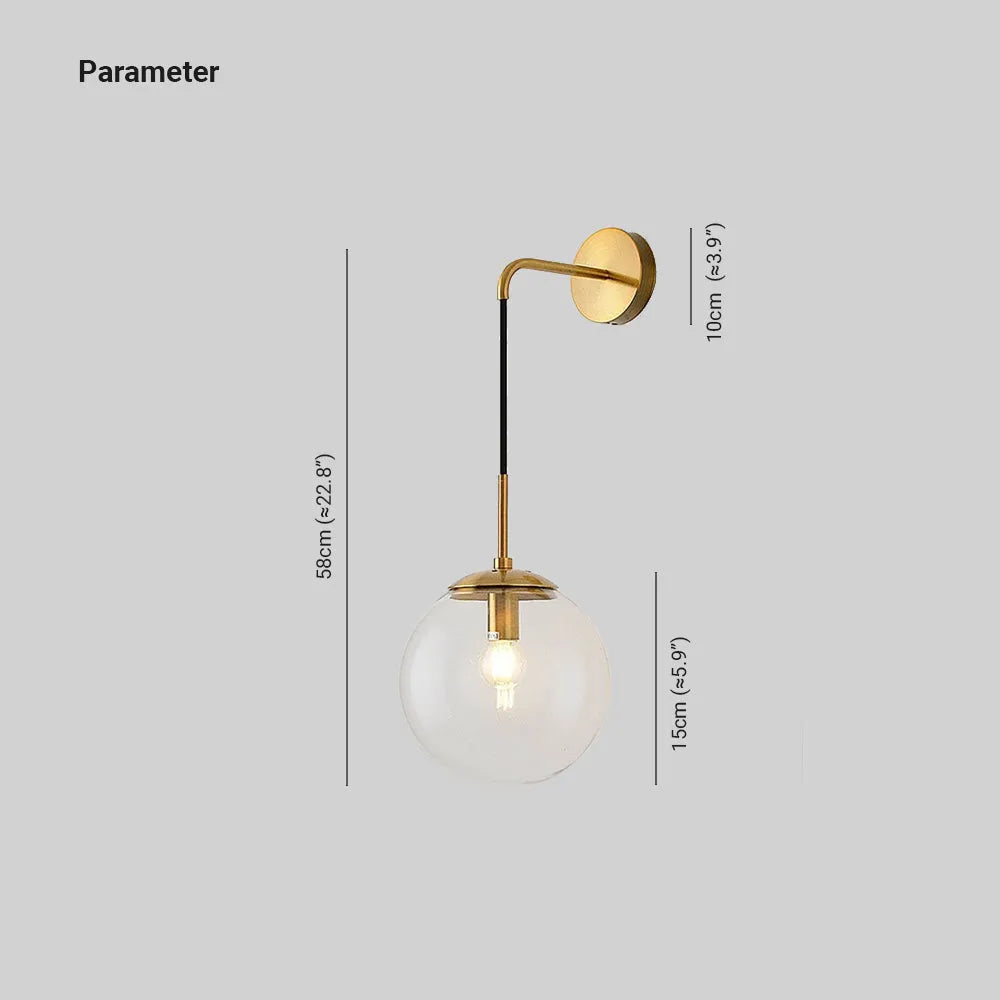 Bedumal Glass Ball Nordic LED Wall Reading Lamp Single Head