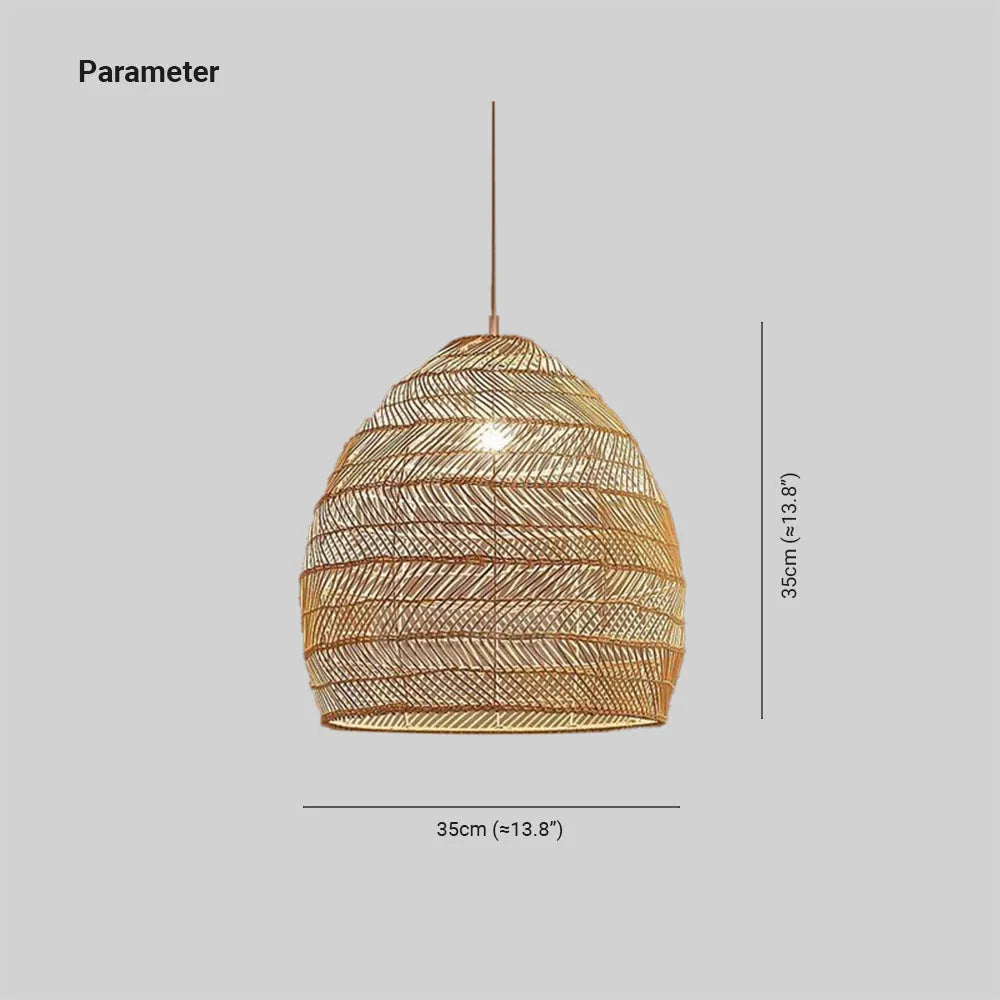 Lixi Rattan Bamboo Lampshade Hand Knitted Pendant Light-Neutral Decor