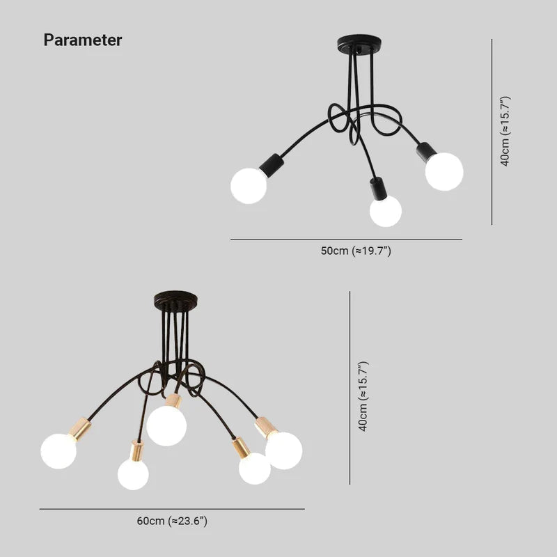 Lopumit Modern Linear Curve Metal Ceiling Light, Dining Room/Living Room