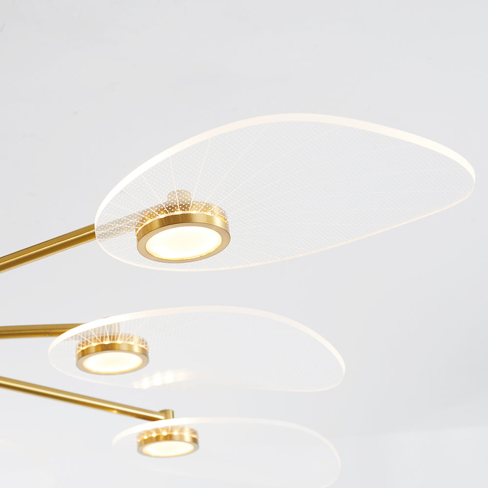 Lebirok Art Deco Leaf Metal/ Chandelier, Gold