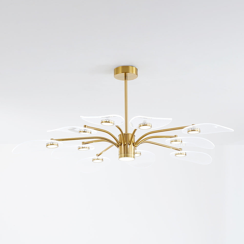 Lebirok Art Deco Leaf Metal/ Chandelier, Gold