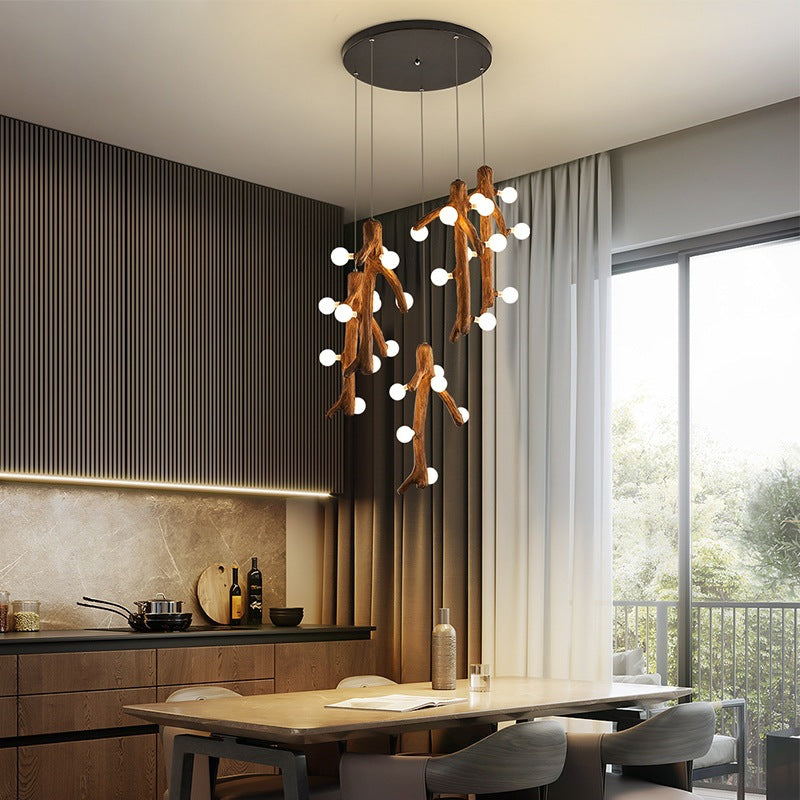 Comonar Nordic LED Chandelier Wood Living Dining Room Bedroom