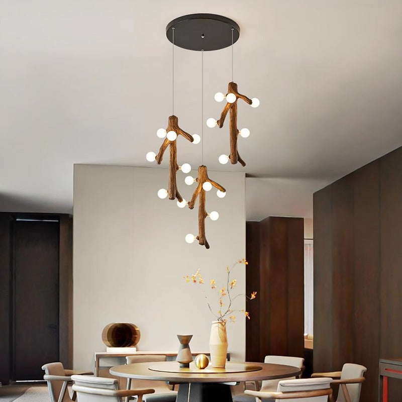 Comonar Nordic LED Chandelier Wood Living Dining Room Bedroom