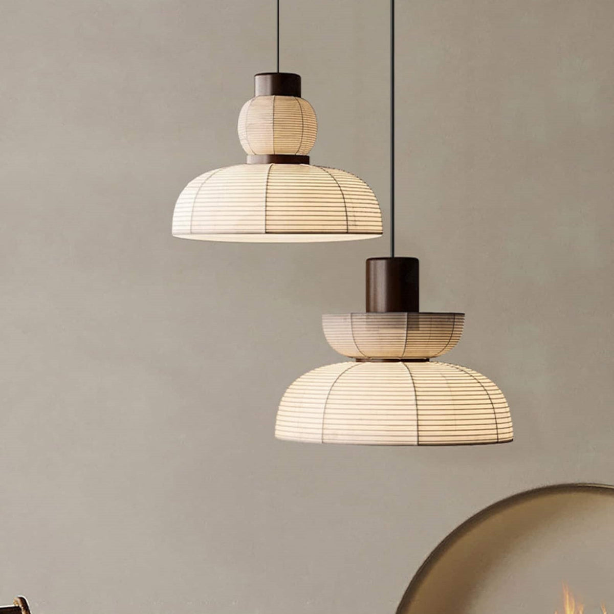 Sivumeka Pendant Light Neutral Paper Modern Fabric White