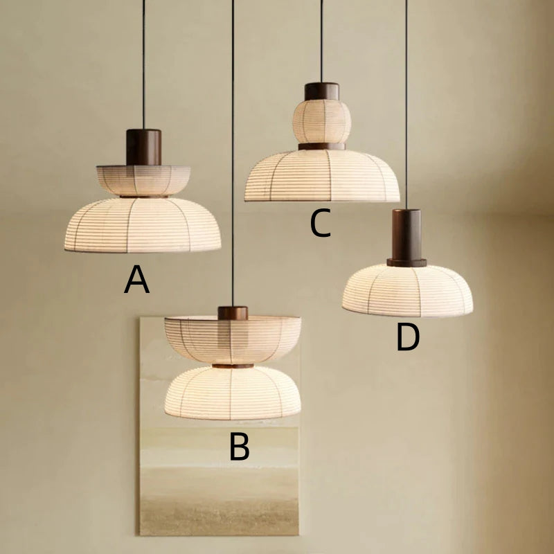 Sivumeka Pendant Light Neutral Paper Modern Fabric White