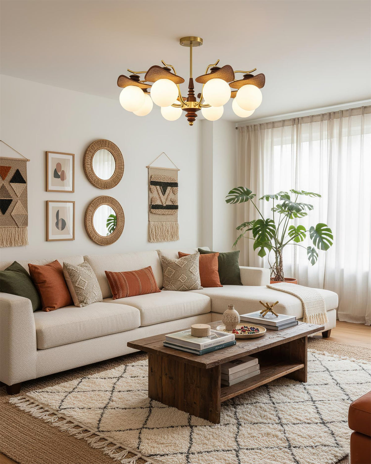 Wood-Globe Chandelier