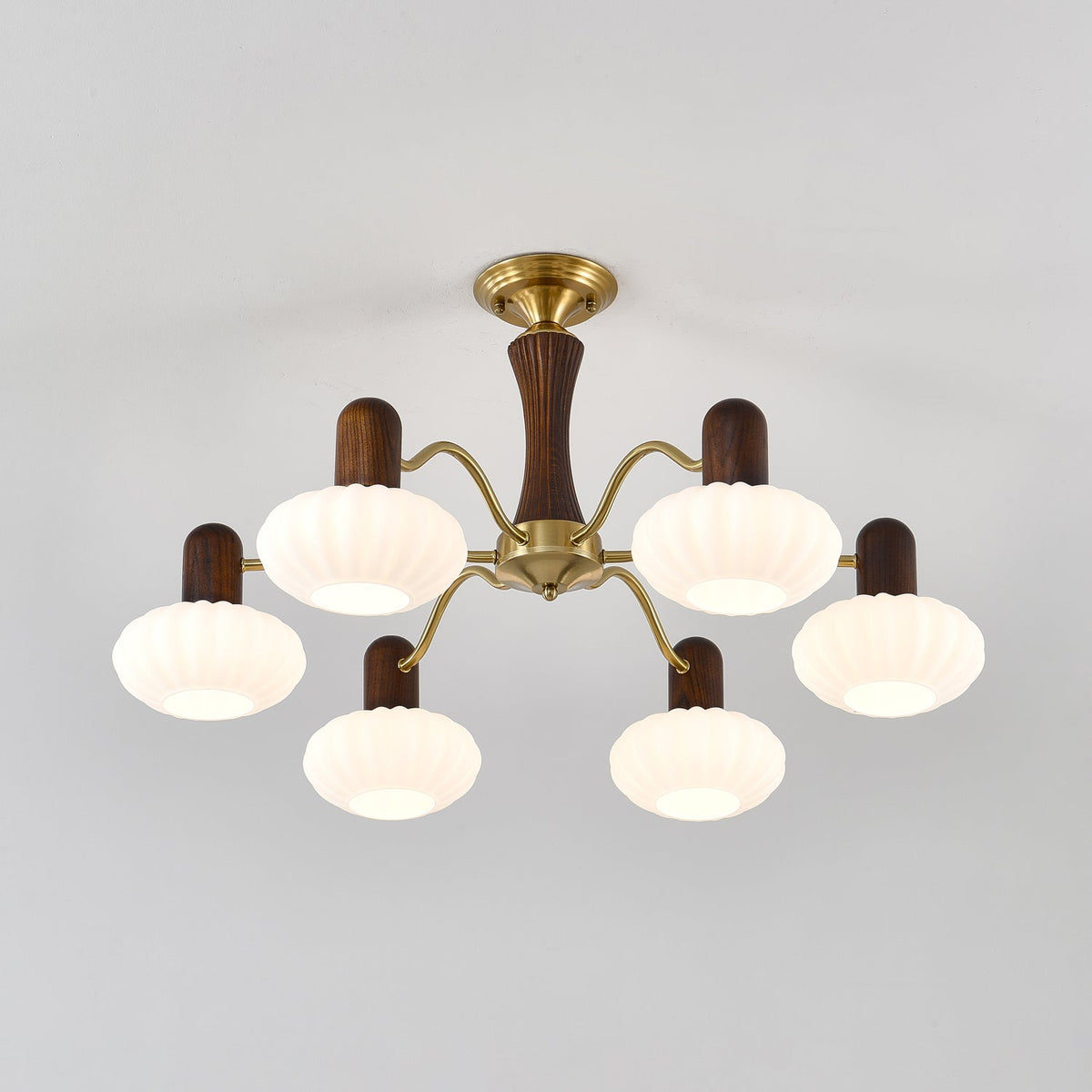Rinuora Chandelier Walnut Embrace White Finish