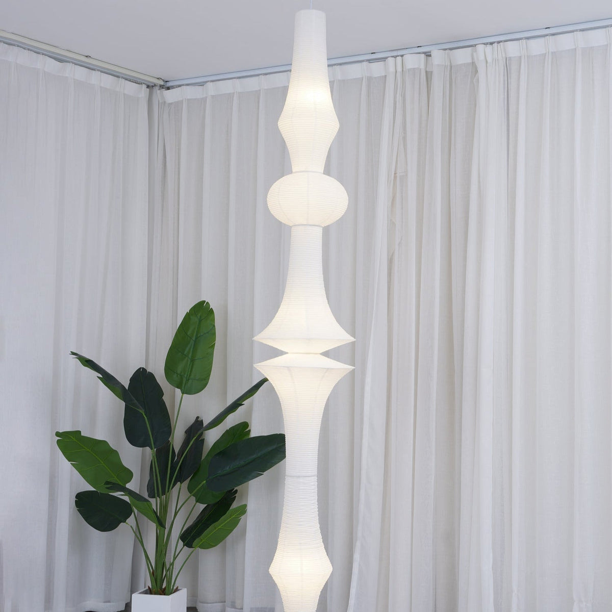 Cesekal Sculptural Paper Vertical Pendant Light