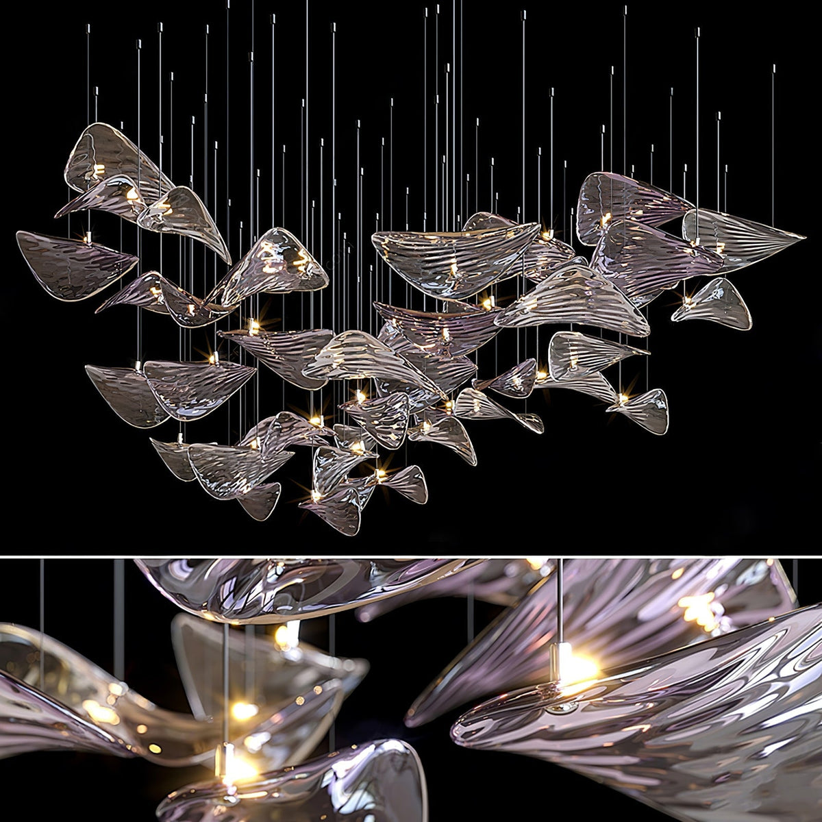 Orinthal Wave Floating Leaf Chandelier