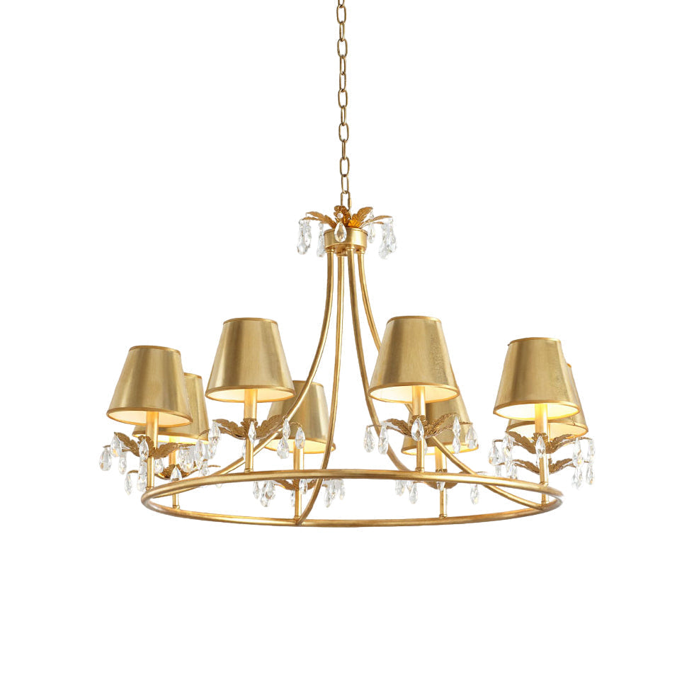 Elyorella Vintage Industrial Brass Crystal Chandelier