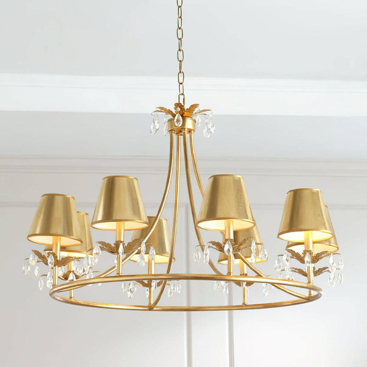 Elyorella Vintage Industrial Brass Crystal Chandelier