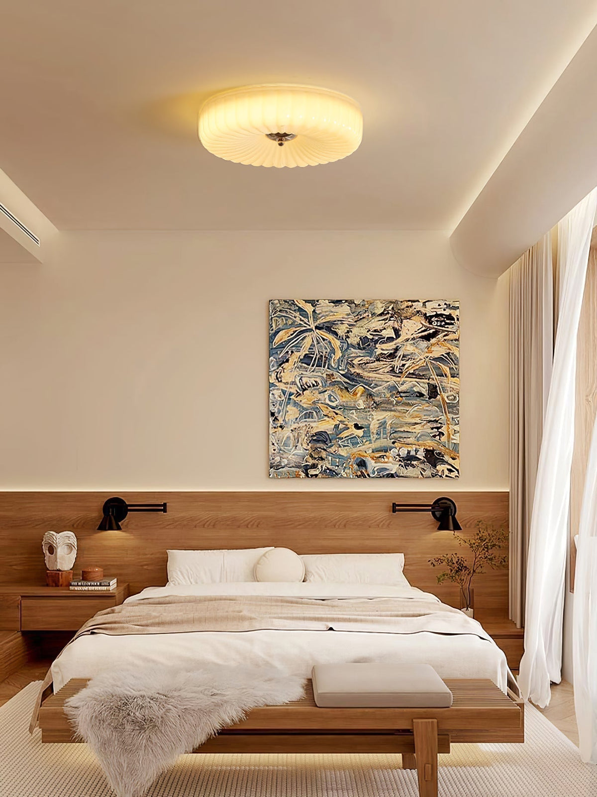 Velalian Glass Flush Mount Ceiling Light