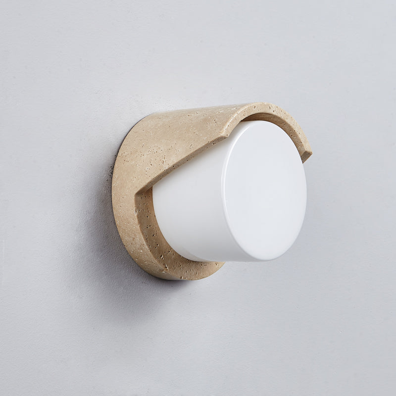 Noraelle Travertine Glass Wall Lamp