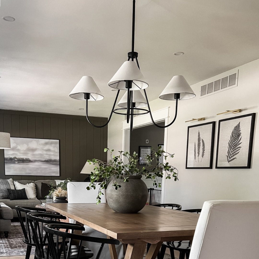 Serueon Vintage Industrial Black Fabric Chandelier
