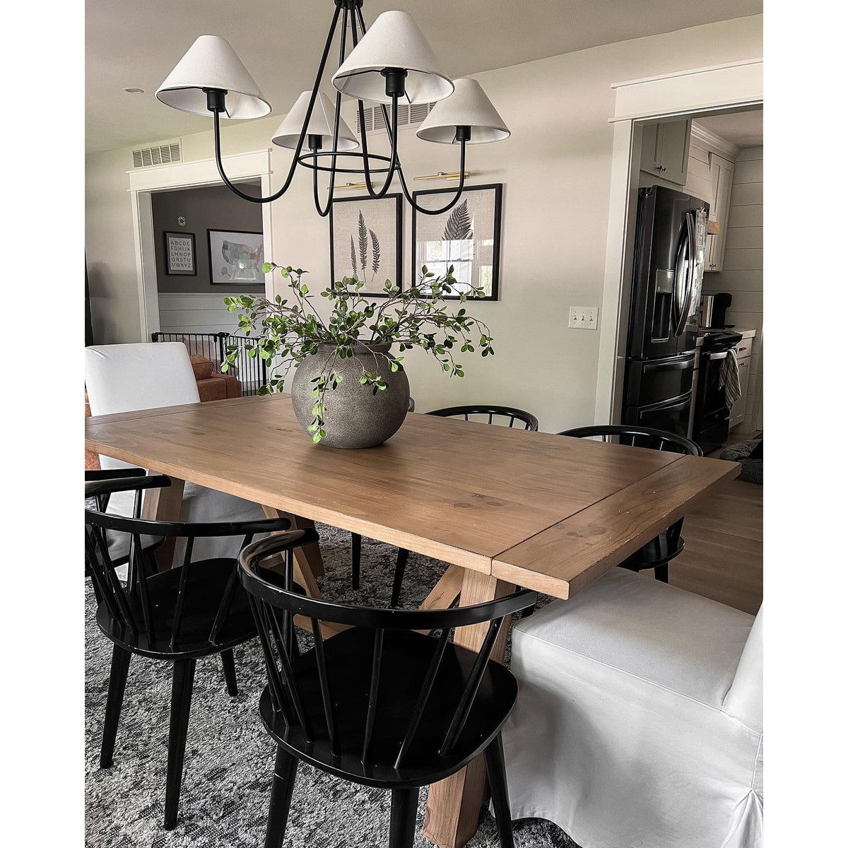 Serueon Vintage Industrial Black Fabric Chandelier