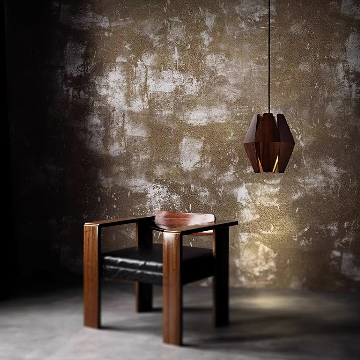 Miro Pendant Lamp Geometric Wood Shade Warm Glow Nordic Minimalist Accent