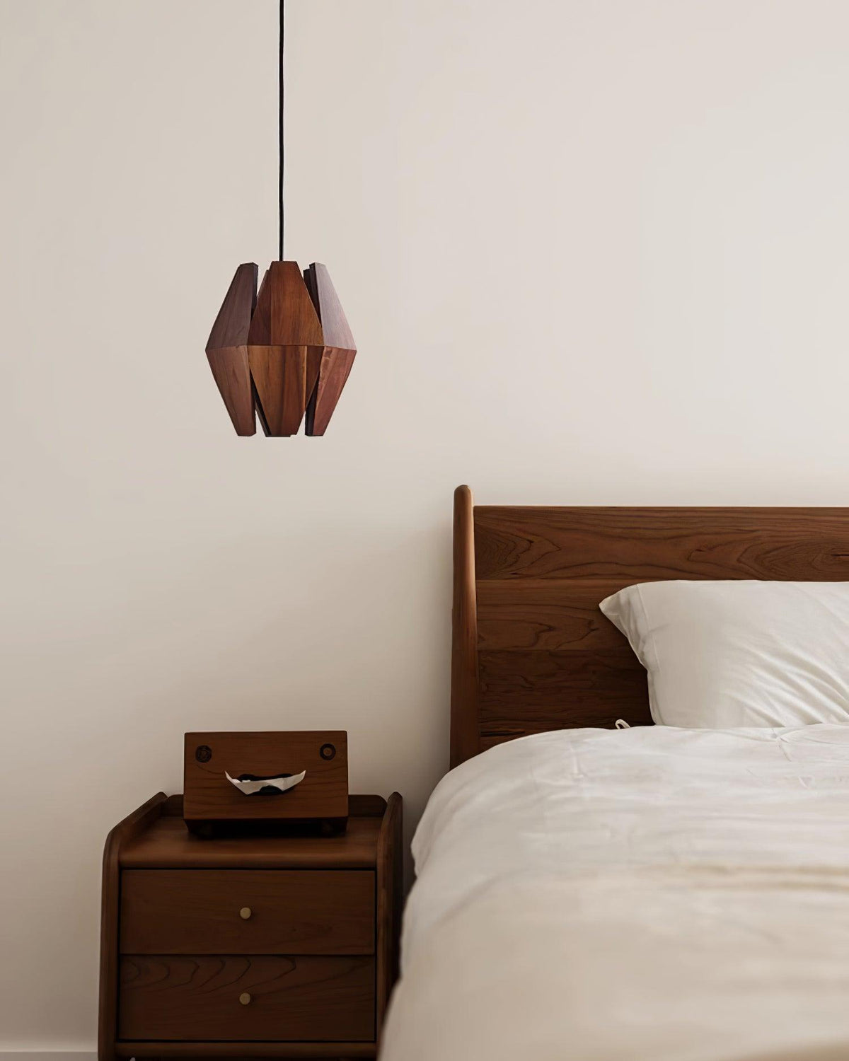 Miro Pendant Lamp Geometric Wood Shade Warm Glow Nordic Minimalist Accent