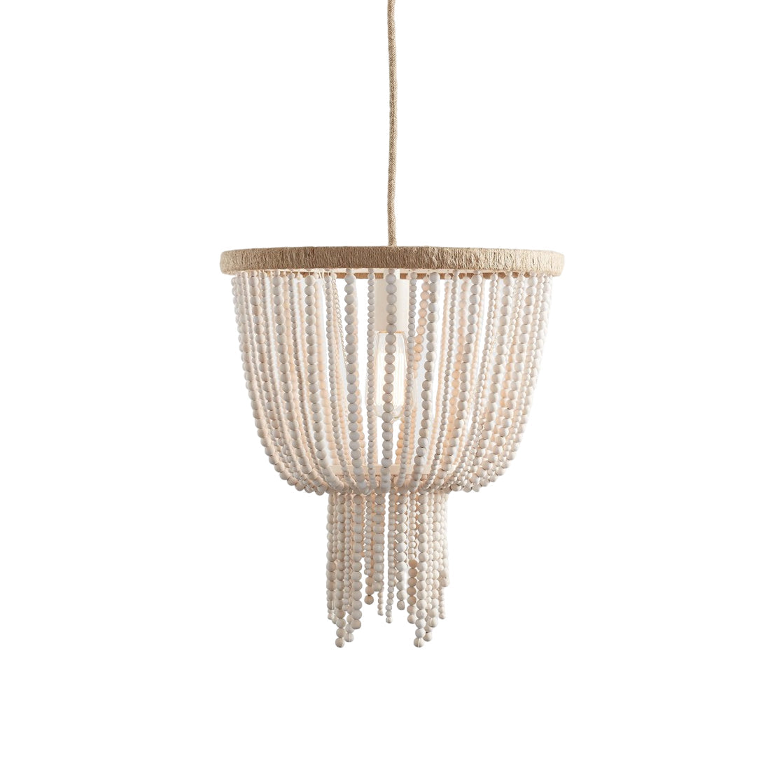 Himinuvyi Modern Beaded Wooden Rope Metal Chandelier