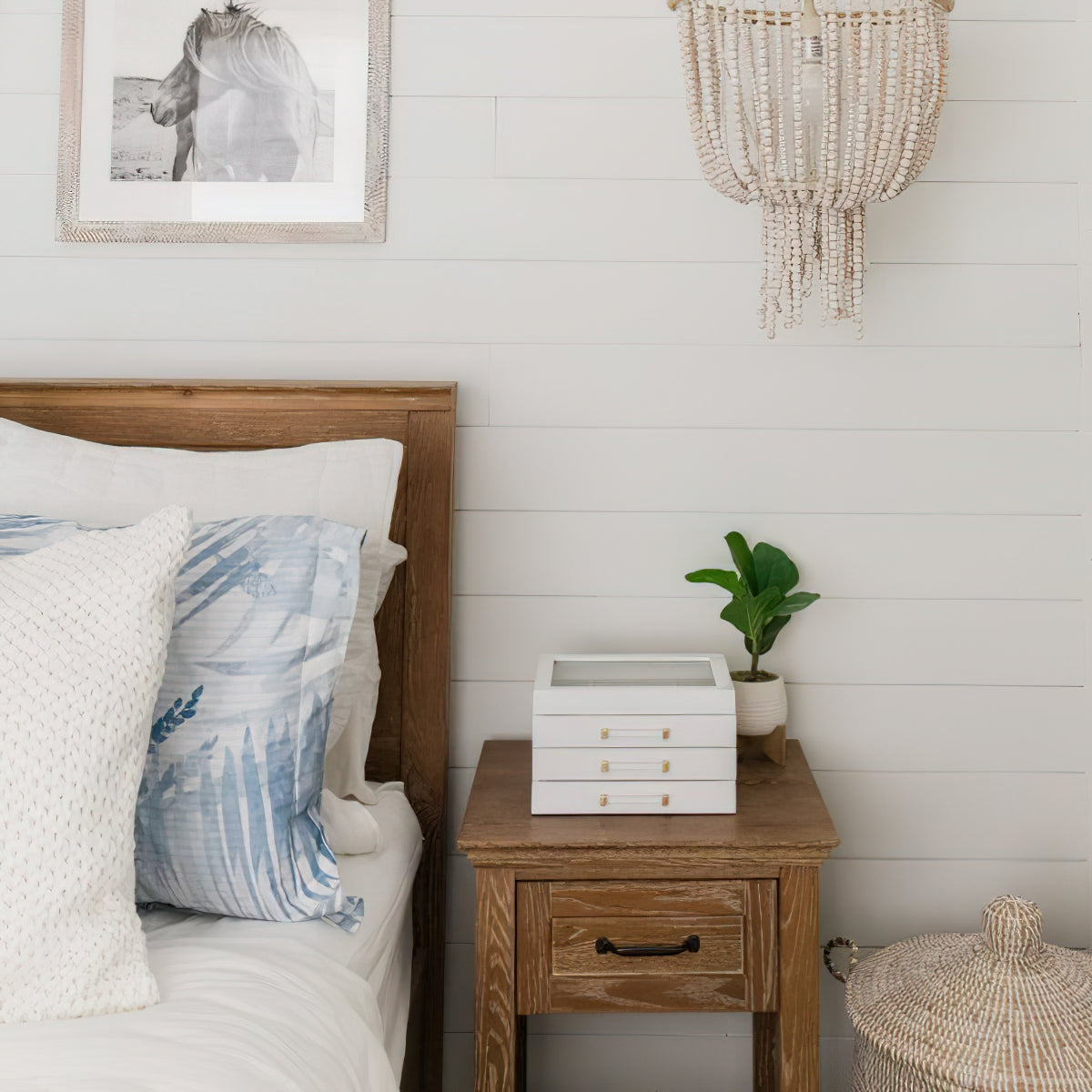 Himinuvyi Modern Beaded Wooden Rope Metal Chandelier