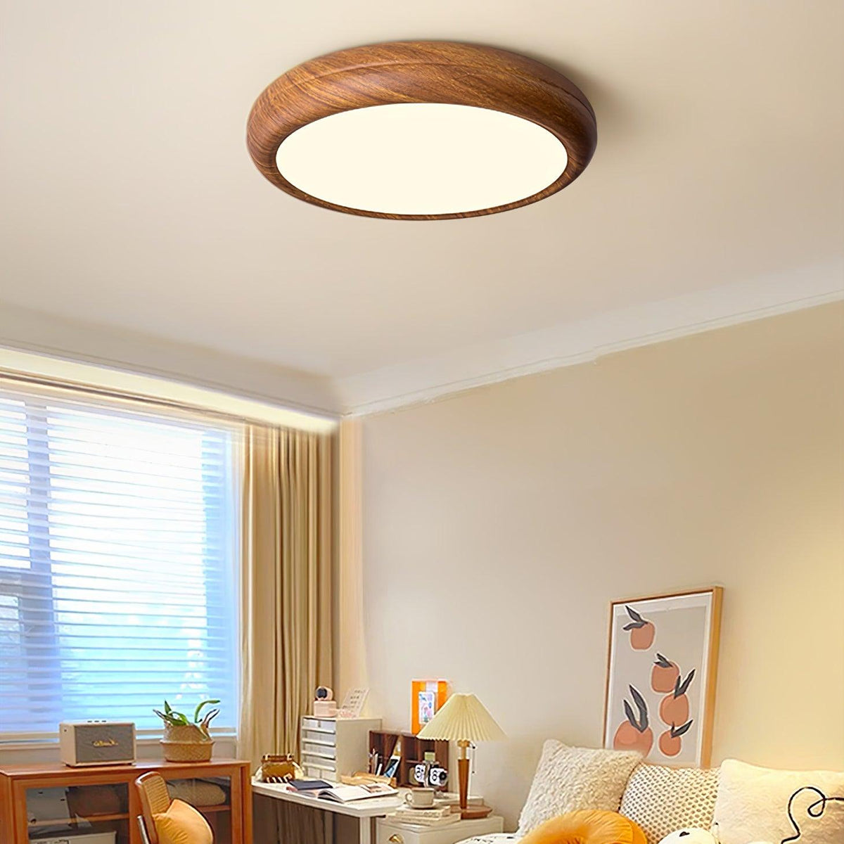Elda Wood Wood Grain Round Ceiling Light