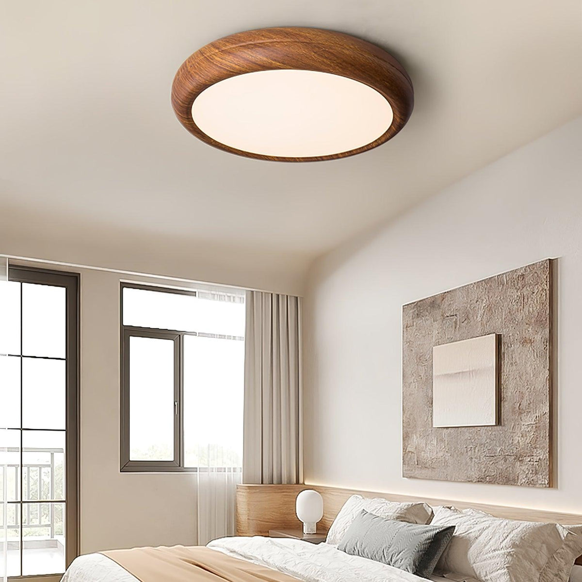 Elda Wood Wood Grain Round Ceiling Light