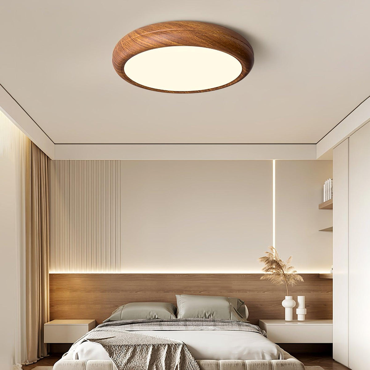Elda Wood Wood Grain Round Ceiling Light