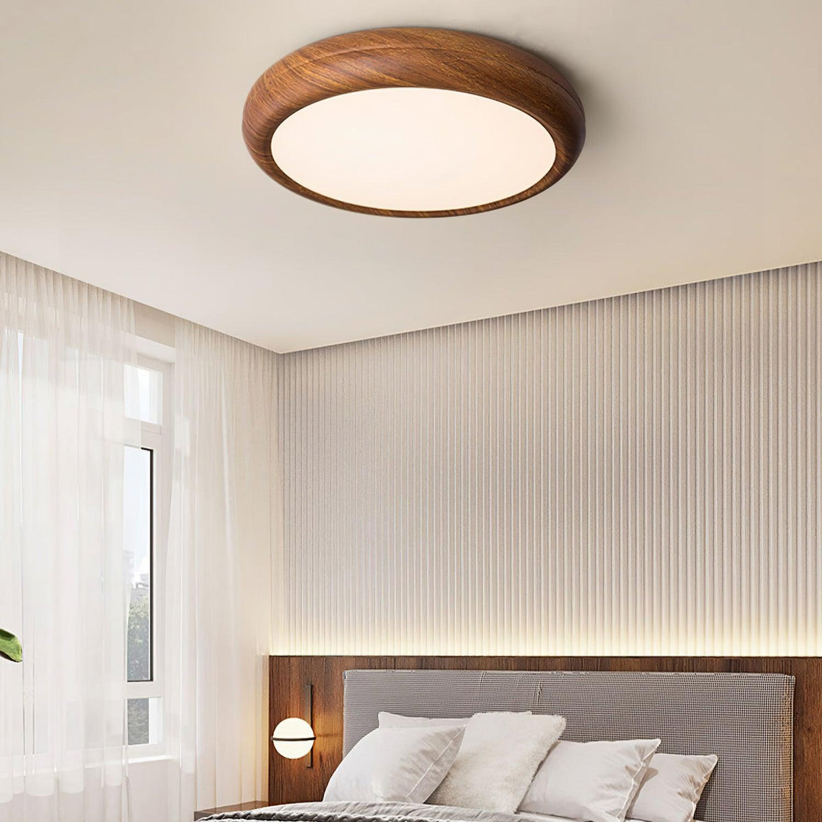 Elda Wood Wood Grain Round Ceiling Light