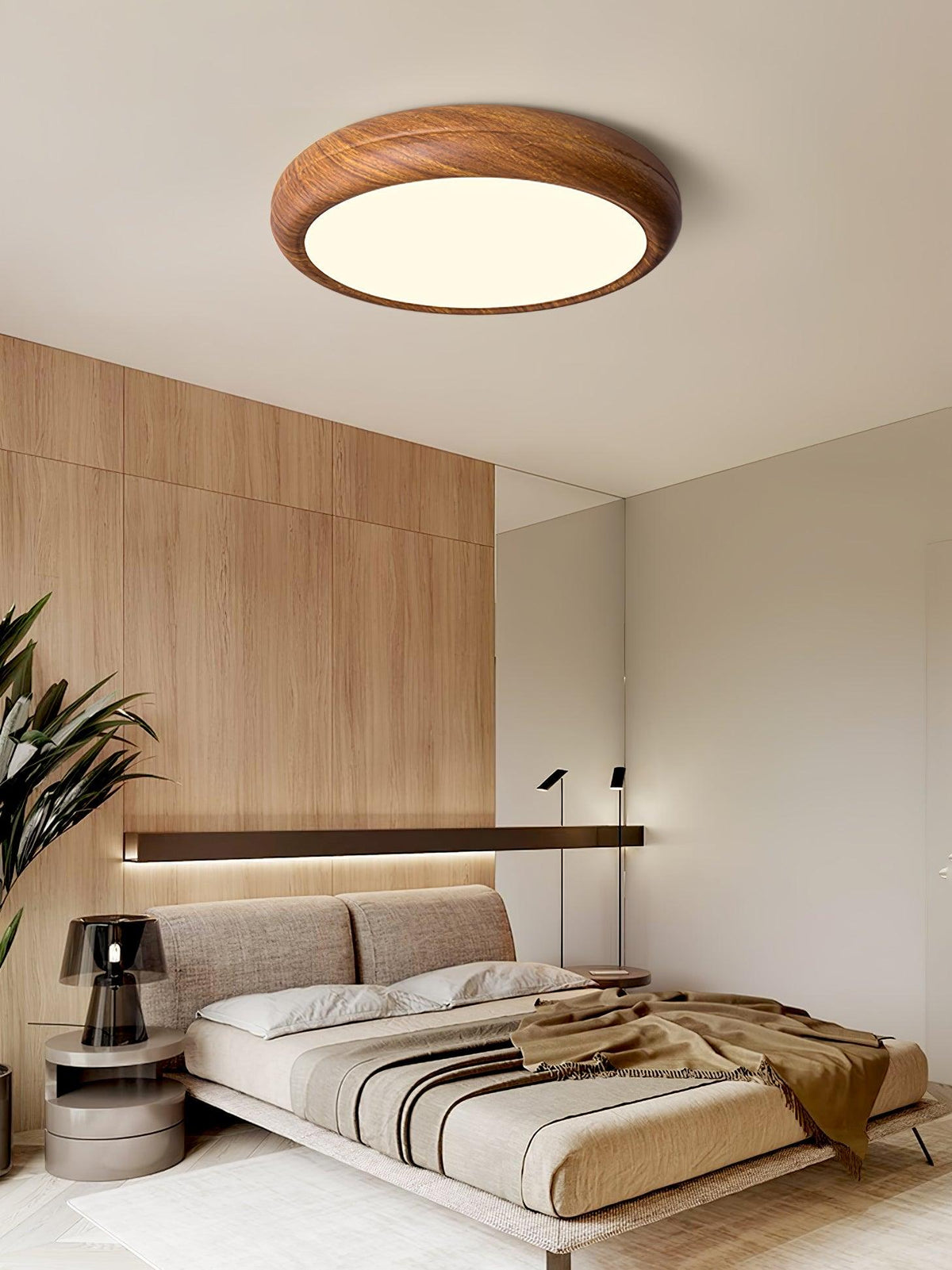 Elda Wood Wood Grain Round Ceiling Light