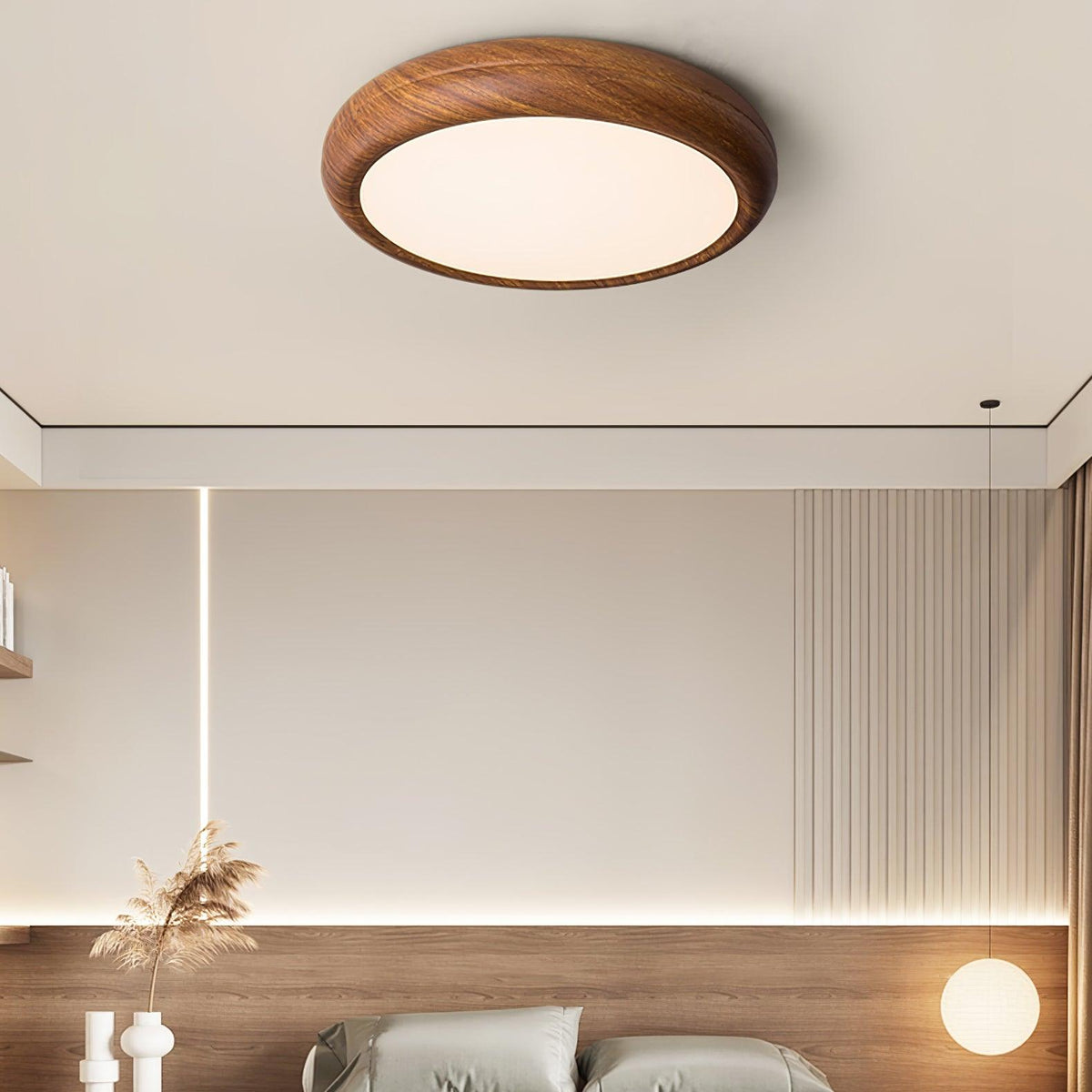 Gigenek Wood Grain Round Ceiling Light