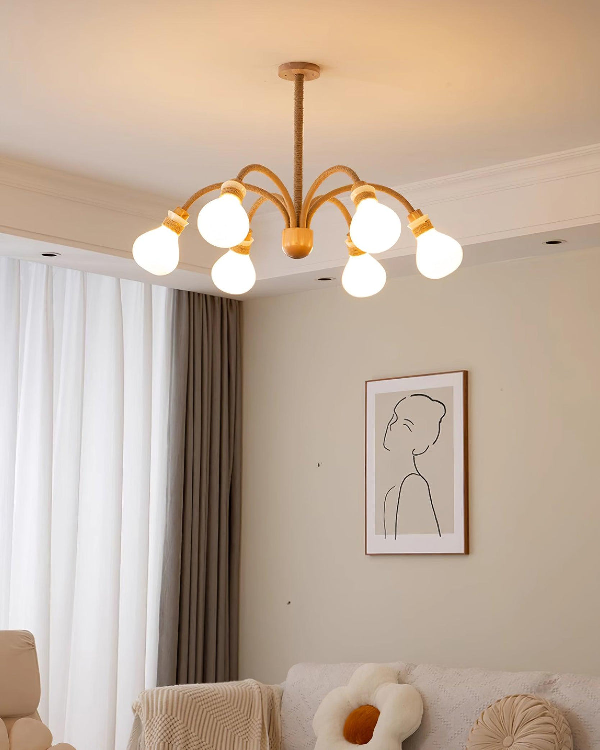 Okai Wood Hemp Rope Chandelier
