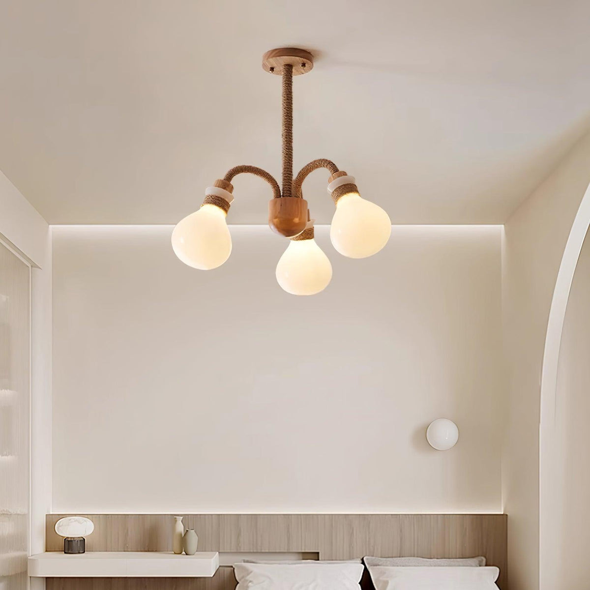 Okai Wood Hemp Rope Chandelier