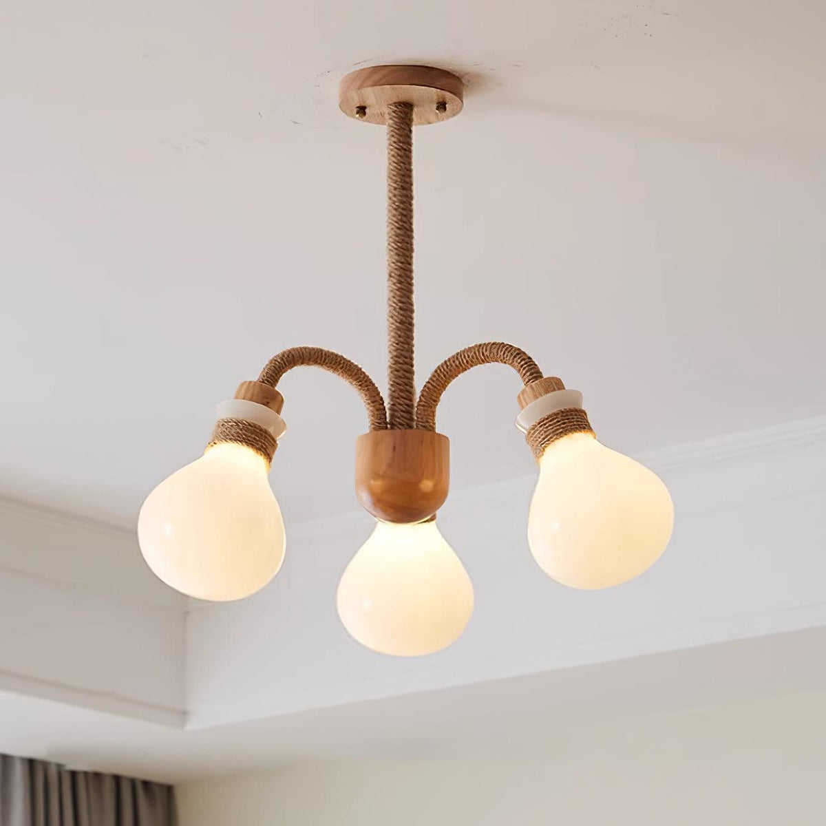 Okai Wood Hemp Rope Chandelier