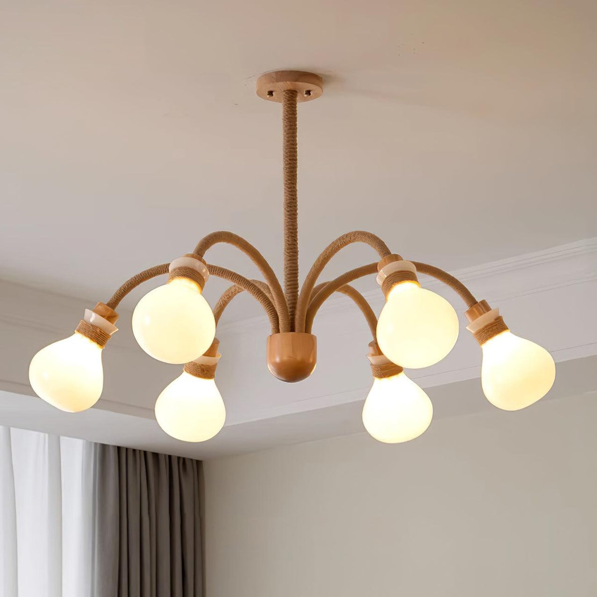 Okai Wood Hemp Rope Chandelier