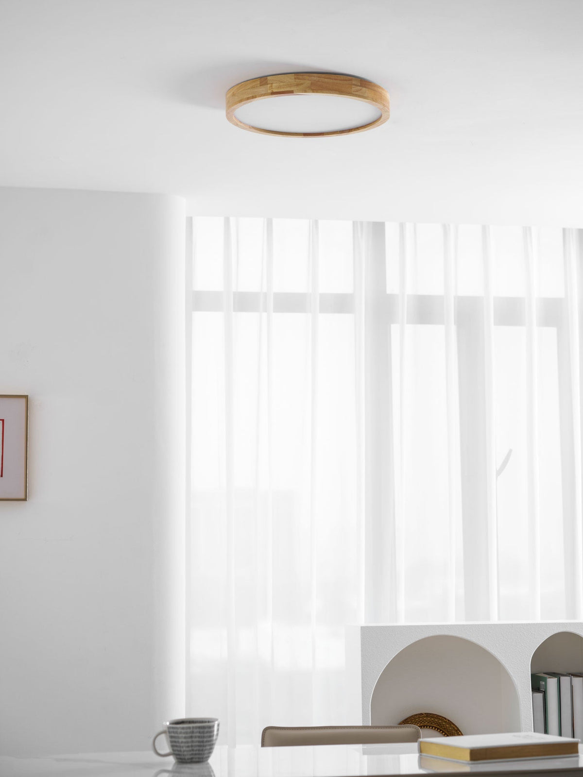 Edenford Wooden Geometric Flush Mount Ceiling Light