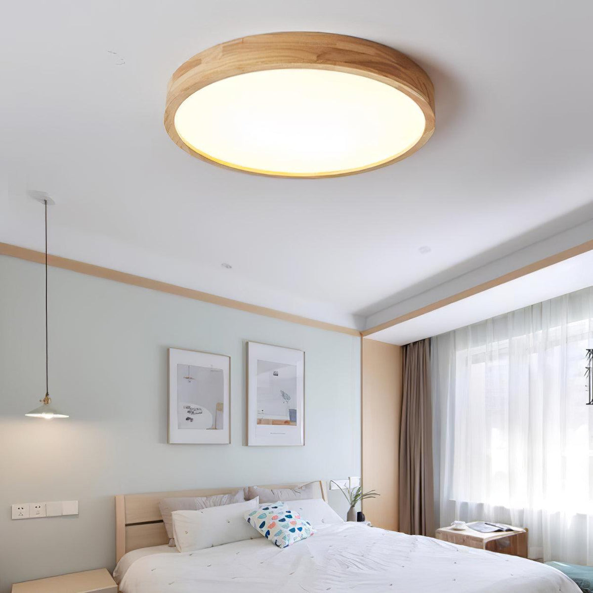 Edenford Wooden Geometric Flush Mount Ceiling Light