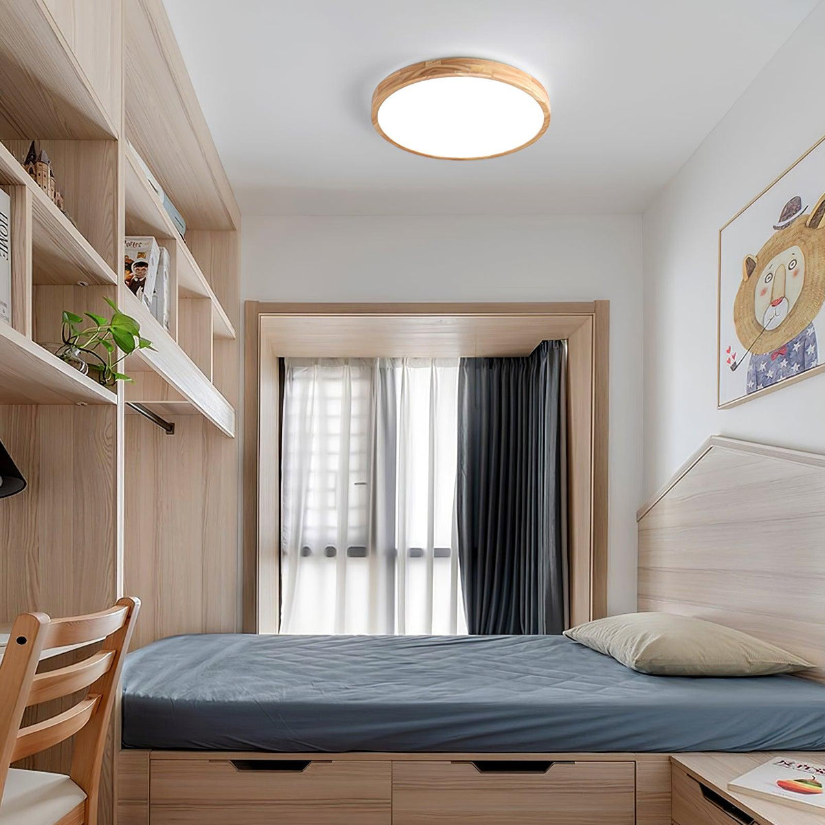 Delebom Wooden Geometric Ceiling Light