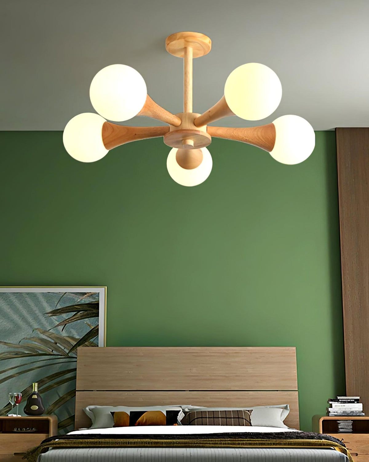Drae Chandelier Wooden Globe Retro