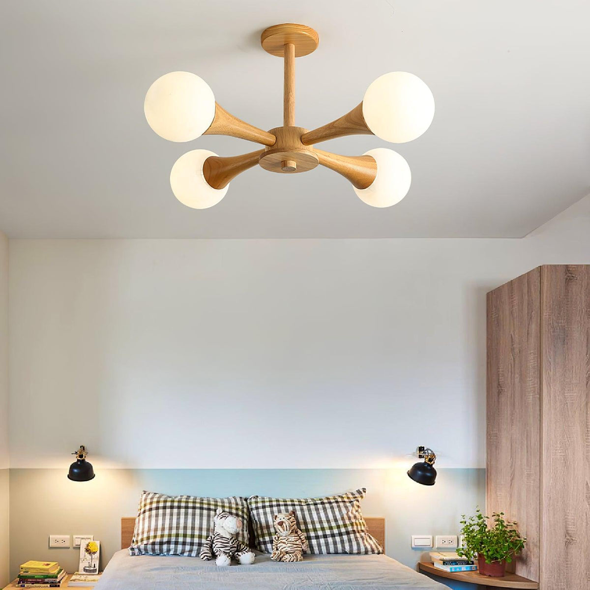 Drae Chandelier Wooden Globe Retro