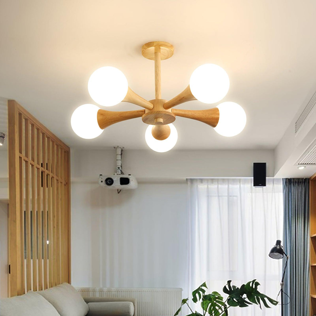 Drae Chandelier Wooden Globe Retro