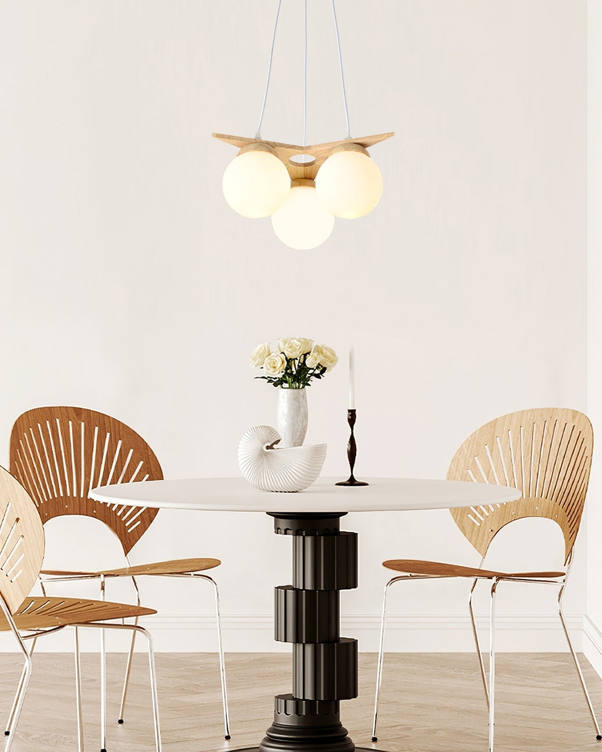 Rinaine Nordic Star Glass Wooden Chandelier