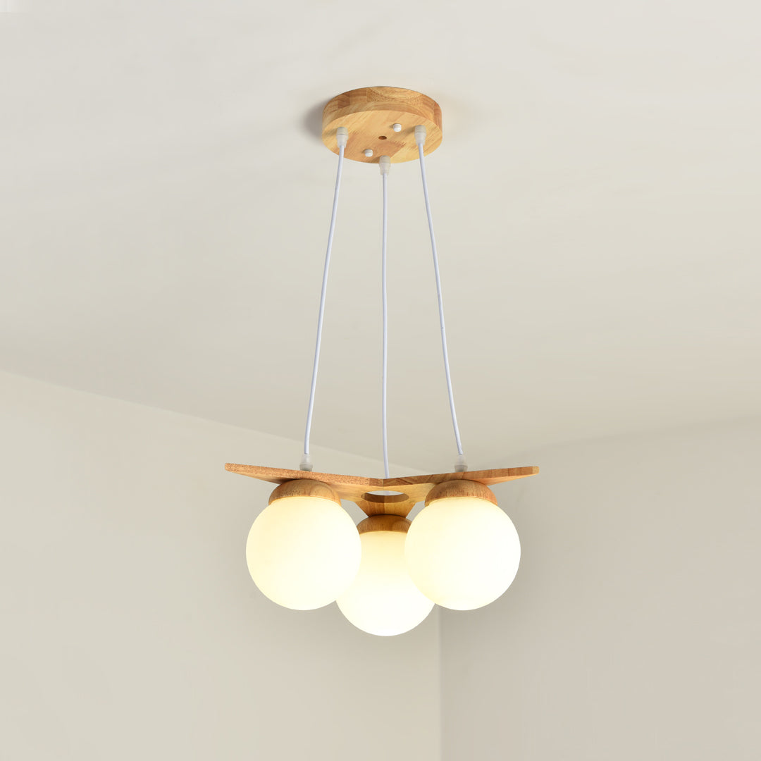 Rinaine Nordic Star Glass Wooden Chandelier
