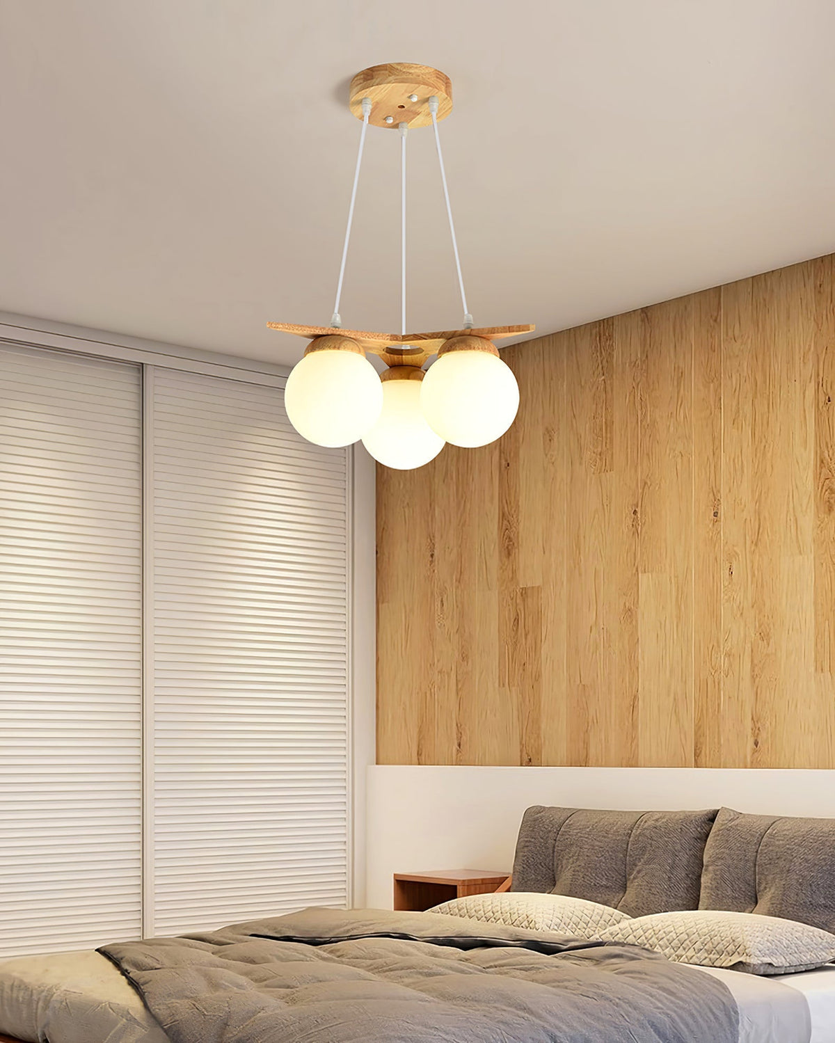 Rinaine Nordic Star Glass Wooden Chandelier