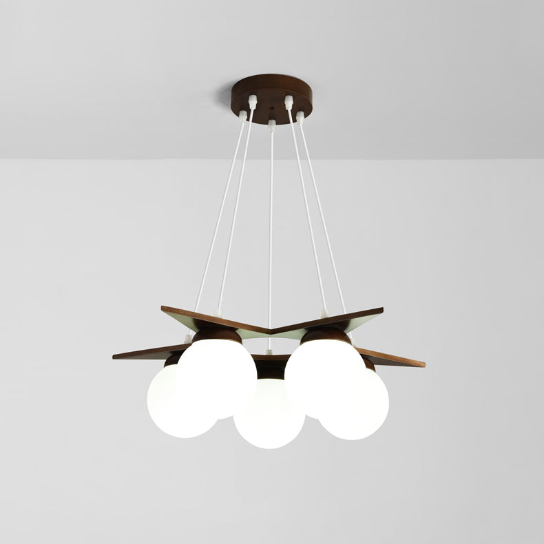 Rinaine Nordic Star Glass Wooden Chandelier