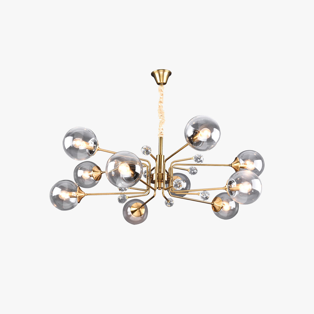 Simutet Nordic Modern Chandelier Clear/Grey Metal Living Room