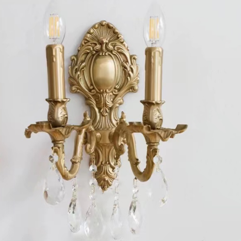 Dalupedi Vintage Luxury LED Indoor Wall Light Metal Crystal Living Room Hallway