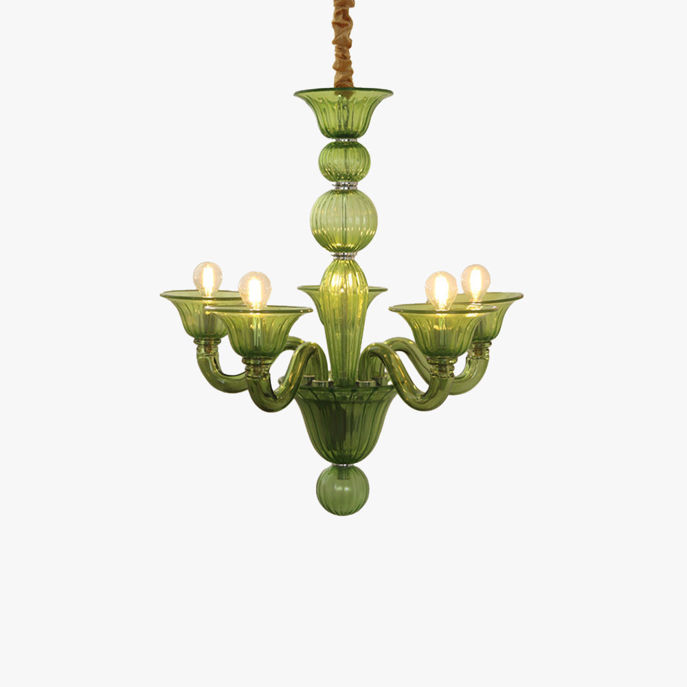 Subugiro Chandelier Retro Glass Yellow&Green&Clear